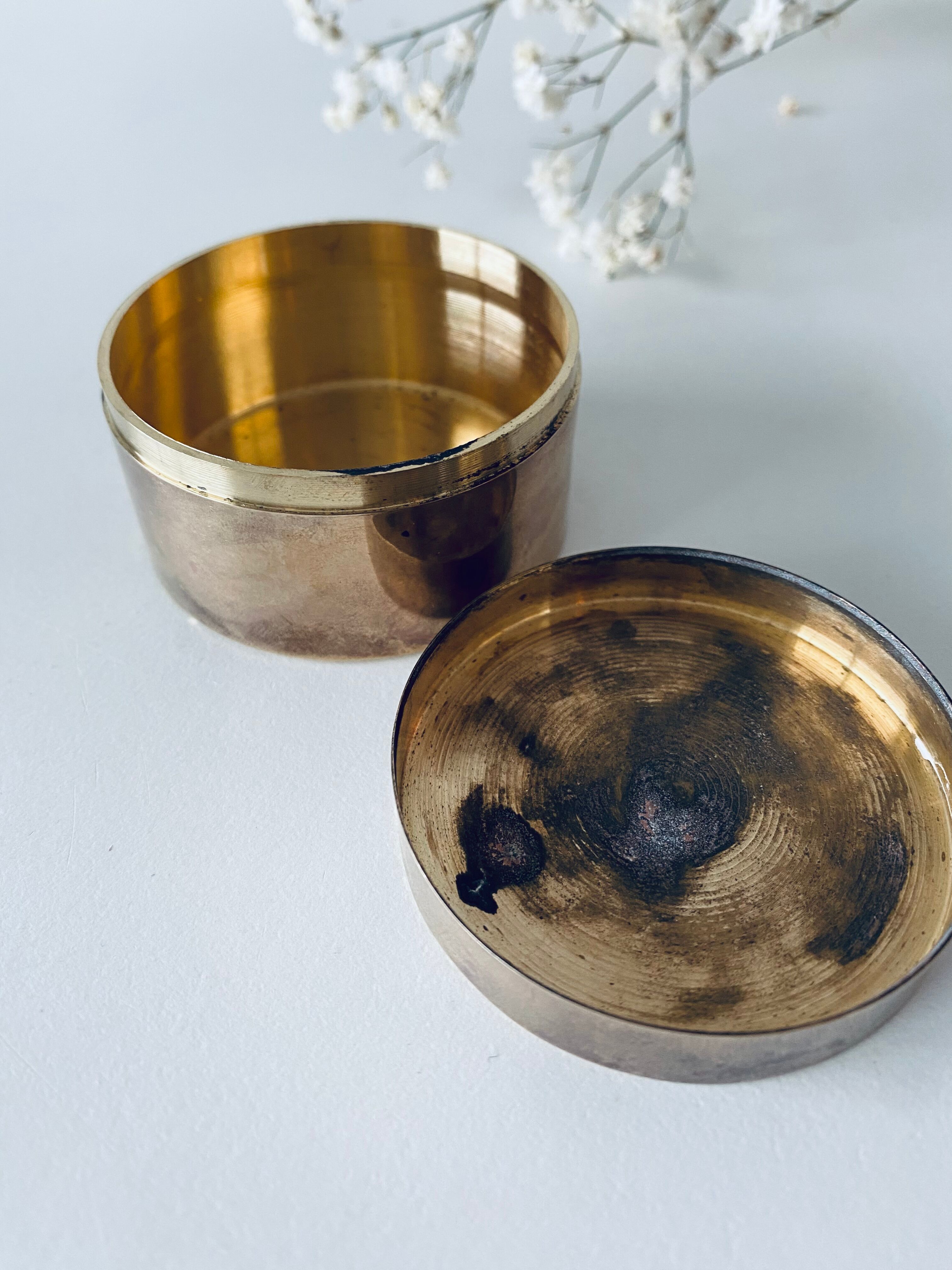 Vintage mother-of-pearl and brass box