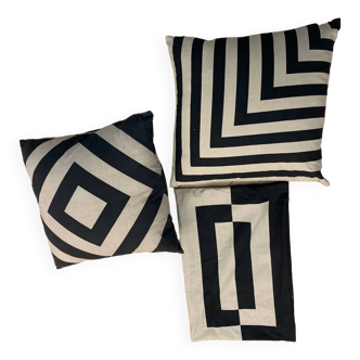 3 coussins motifs géométriques