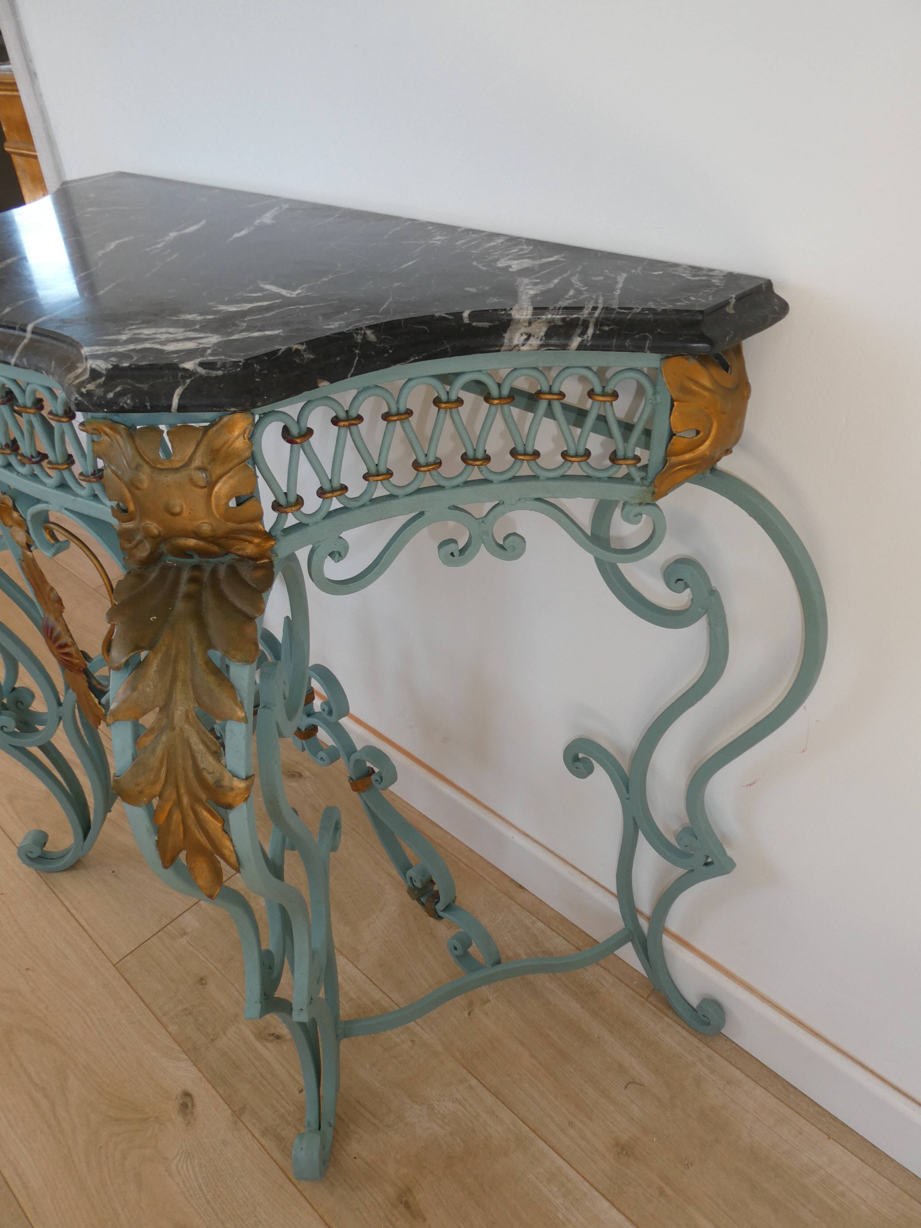 Magnificent Louis XV style iron and marble console