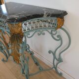 Magnificent Louis XV style iron and marble console