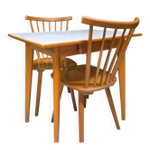 Table and 2 Scandinavian chairs 1960 vintage