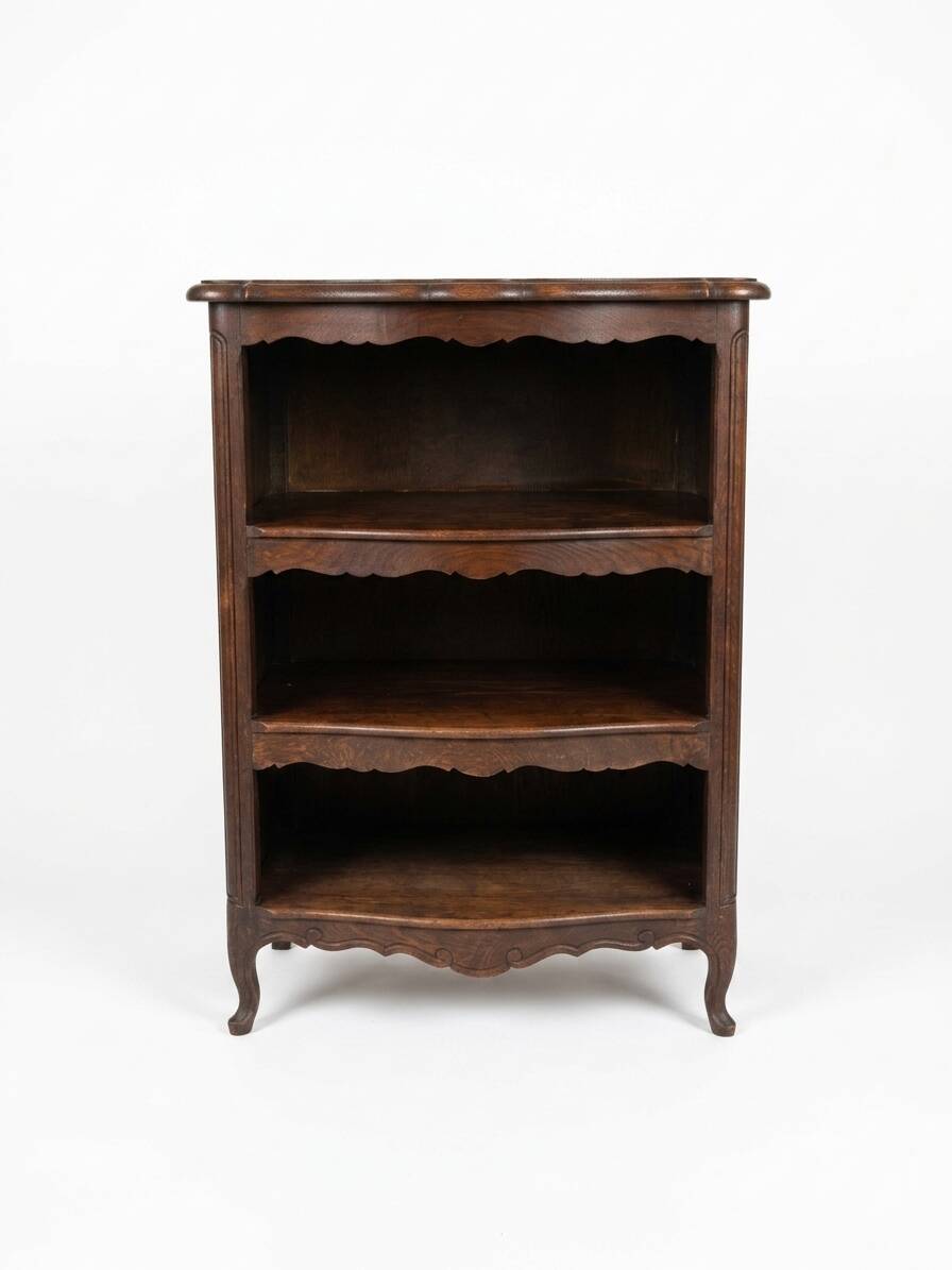 Bibliothèque galbée style Louis XV en chêne massif