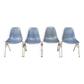 4 chaises DSS en fibre de verre conçues par Charles et Ray Eames, Herman Miller