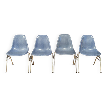 Set of four DSS chairs, fiberglass, designed by Charles and Ray Eames, Herm