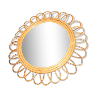 60s rattan mirror - 40x40cm