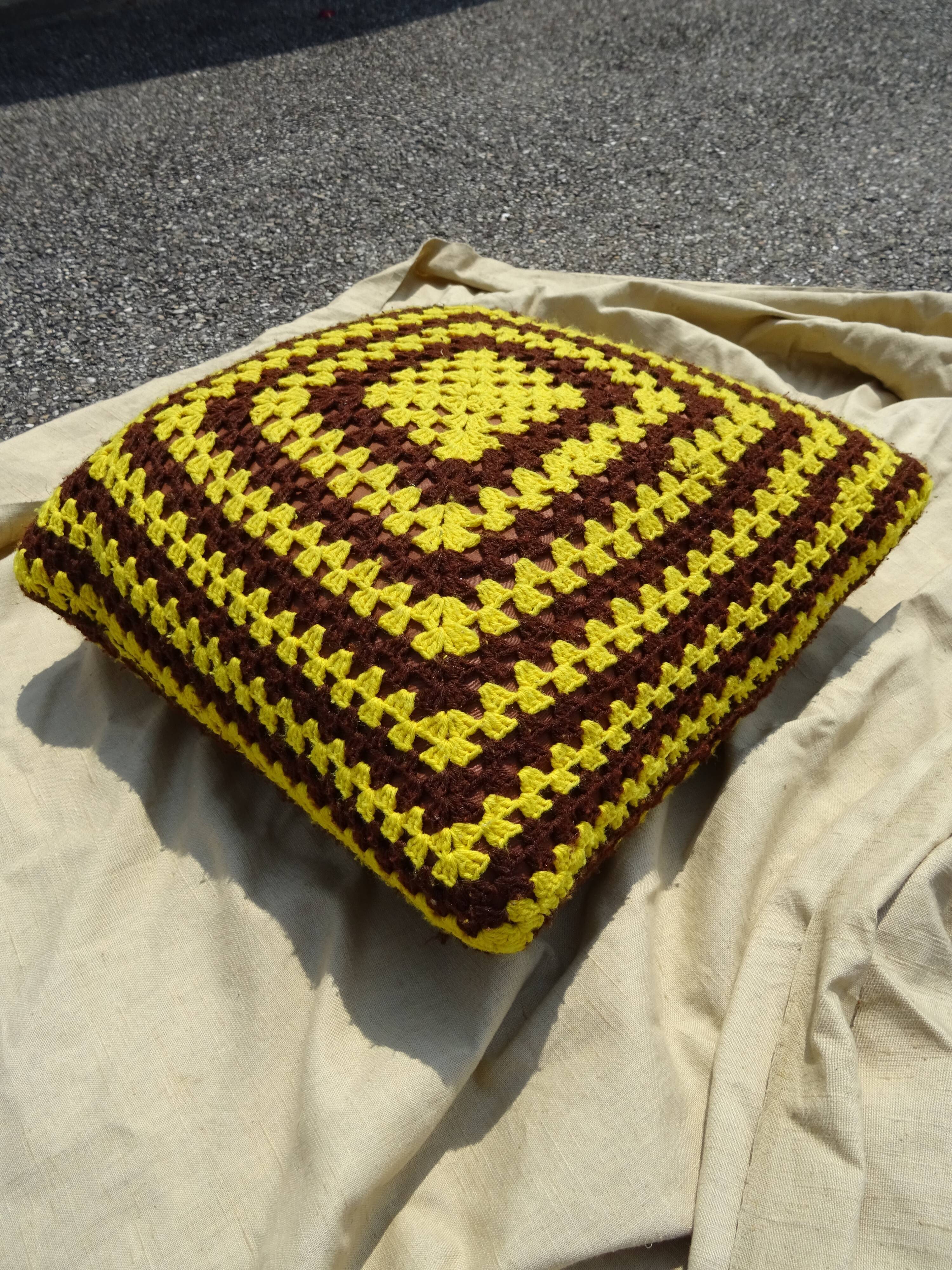 Vintage wool cushion crochet year 60
