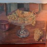 Still life painting with bunches of grapes