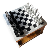 Modern designer side table with integrated chessboard – Walter & Moretti