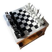 Modern designer side table with integrated chessboard – Walter & Moretti
