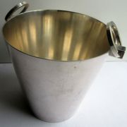 Art Deco champagne bucket, beautiful silver metal, 2 rings handles, signed ST Médard