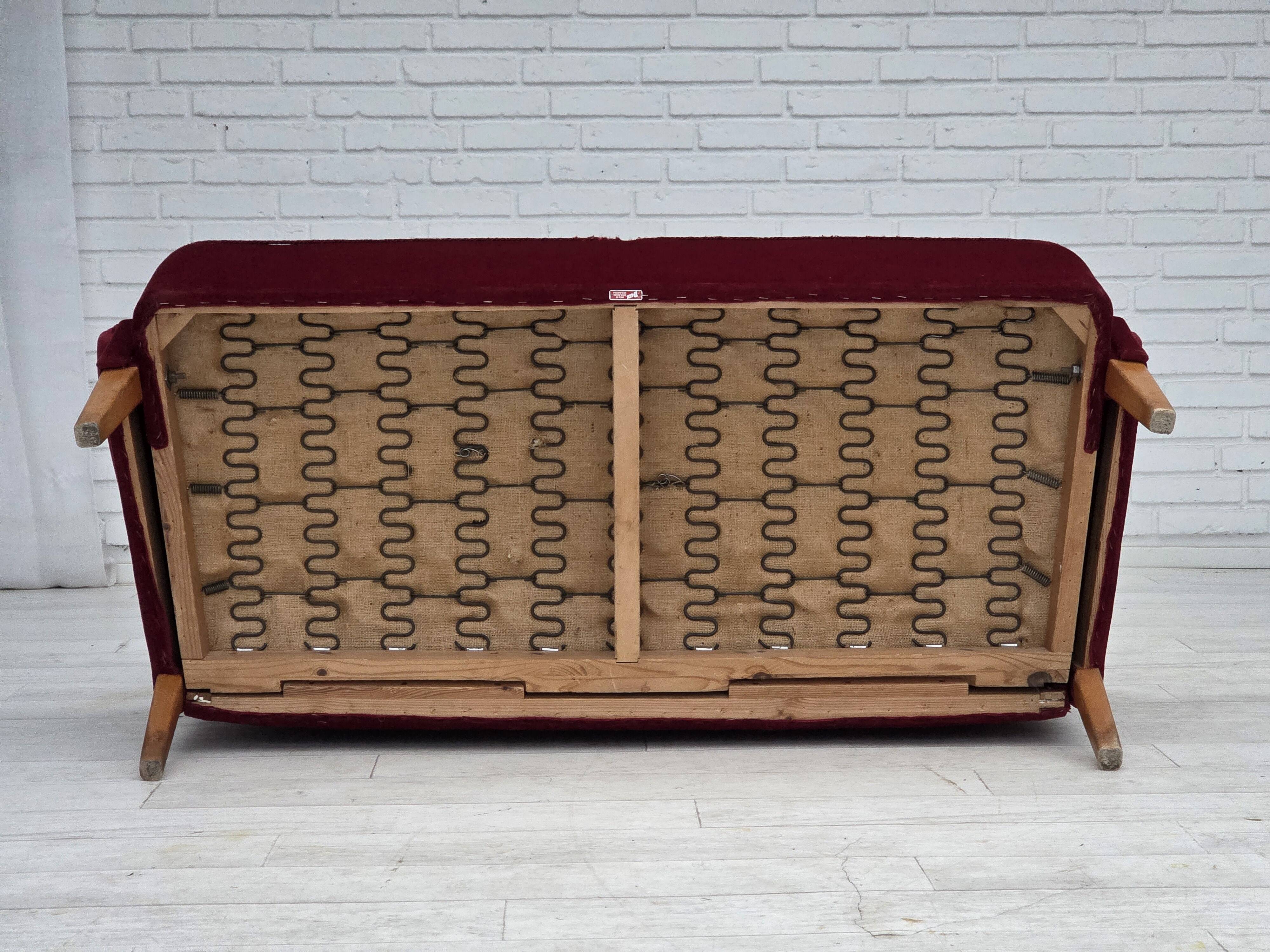 1960s, Swedish 2-seater sofa by Dux Sweden, furniture velour, ash wood.