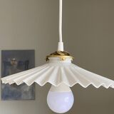 Vintage pleated white opaline glass lampshade.