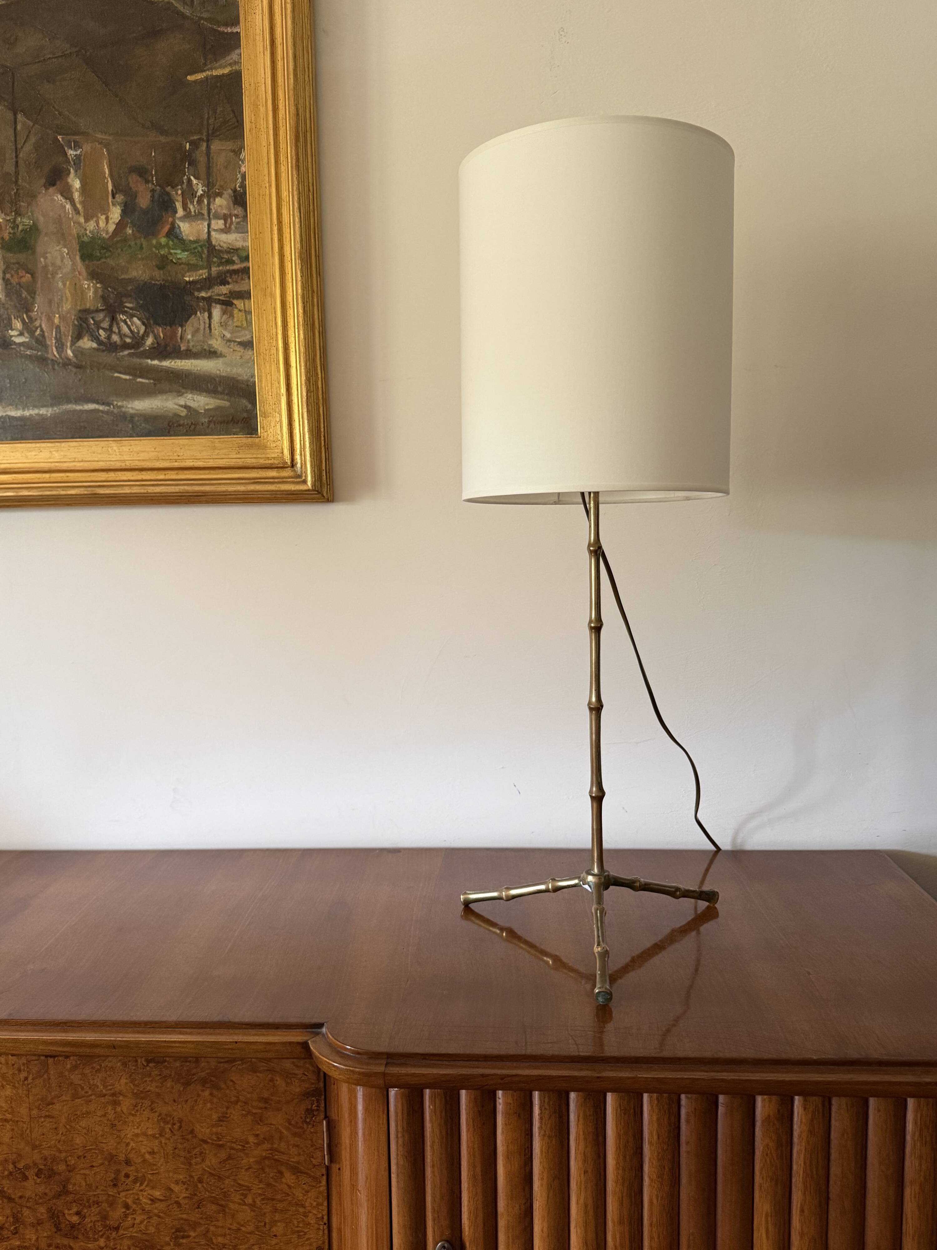 Hollywood regency bamboo shaped table lamp, Maison Jansen France 1970s