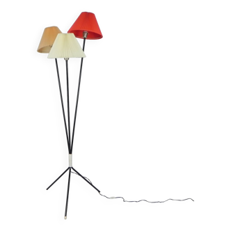 Standing lamp, whip lamp with 3 plastic shades, 1950s