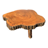 Grande table basse brutaliste monoxyle tronc de cèdre 1960