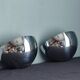 Pair of vintage chromed metal half-moon wall lamp
