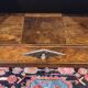 Art Deco bedside table in rosewood, walnut burl, and marble top.