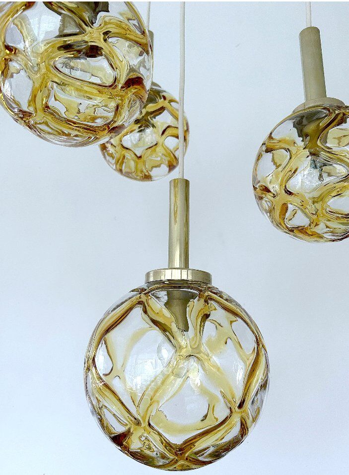 Suspension en verre vintage de Doria, années 1970.
