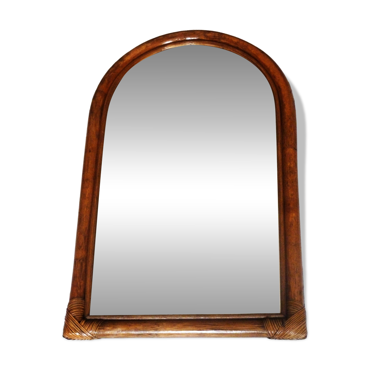 Miroir bambou ovale 55.5X34 cm/21.85 X 13.38"- ancien miroir mural bambou,