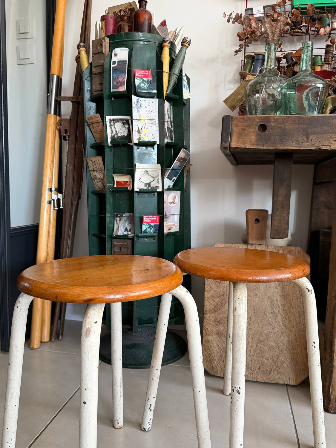 Pair of vintage workshop stools