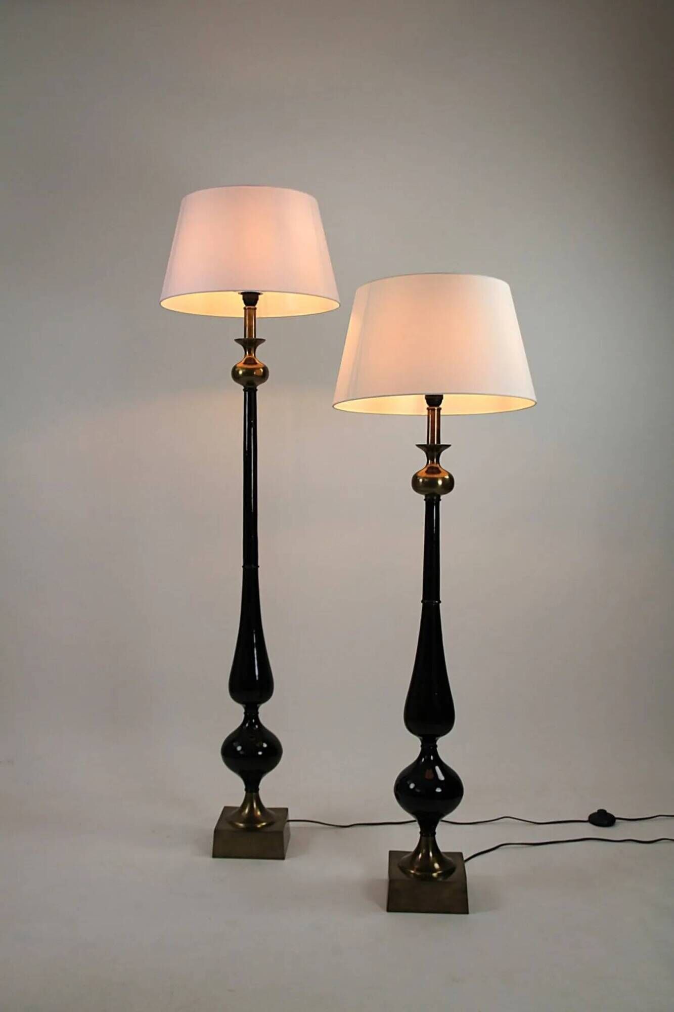 Pair of Floor Lamps in Black and Gold, The Netherlands — 1990s