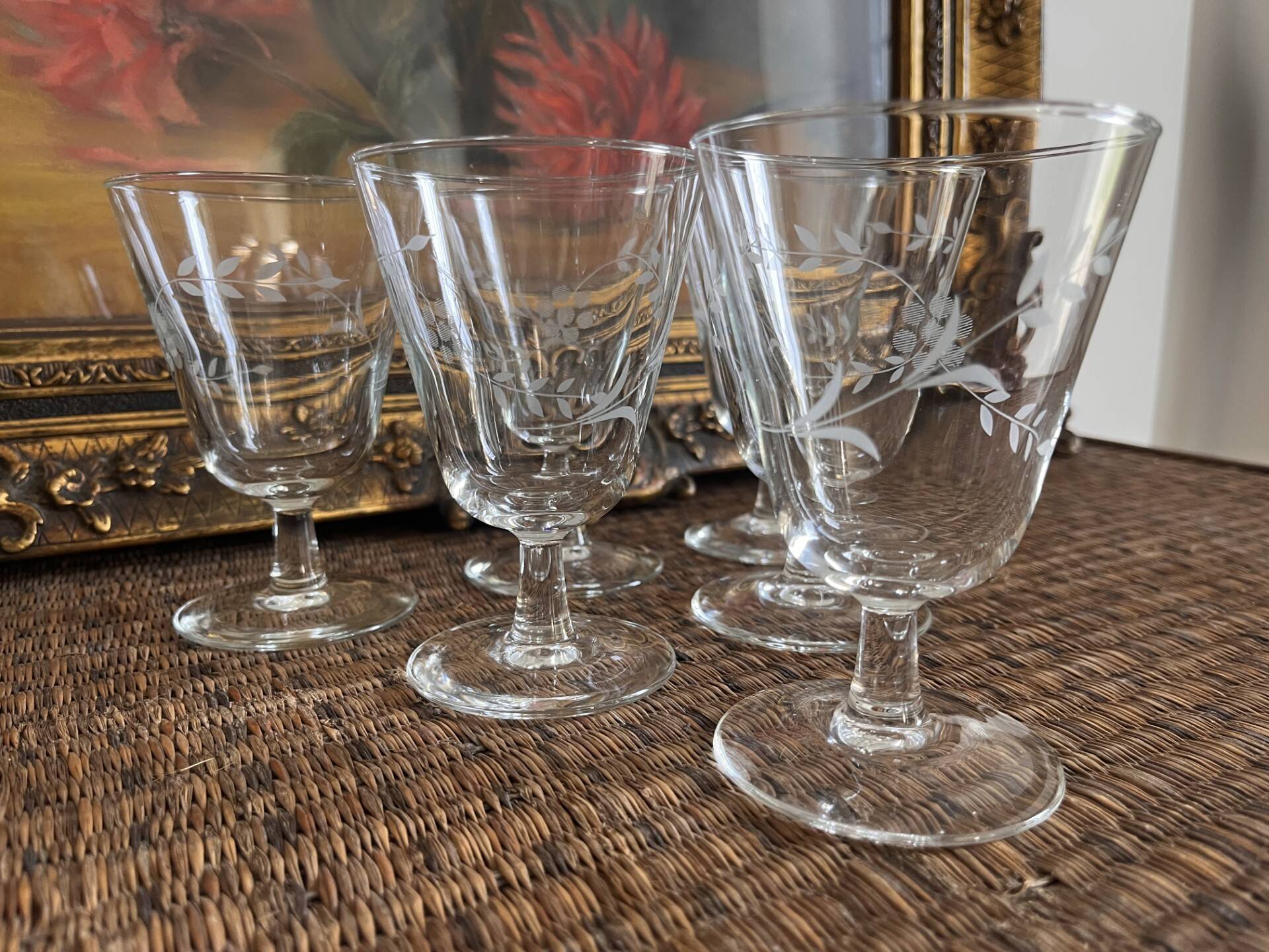 Set of 6 engraved glasses