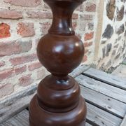Lampe vintage en bois et abat jour à franges