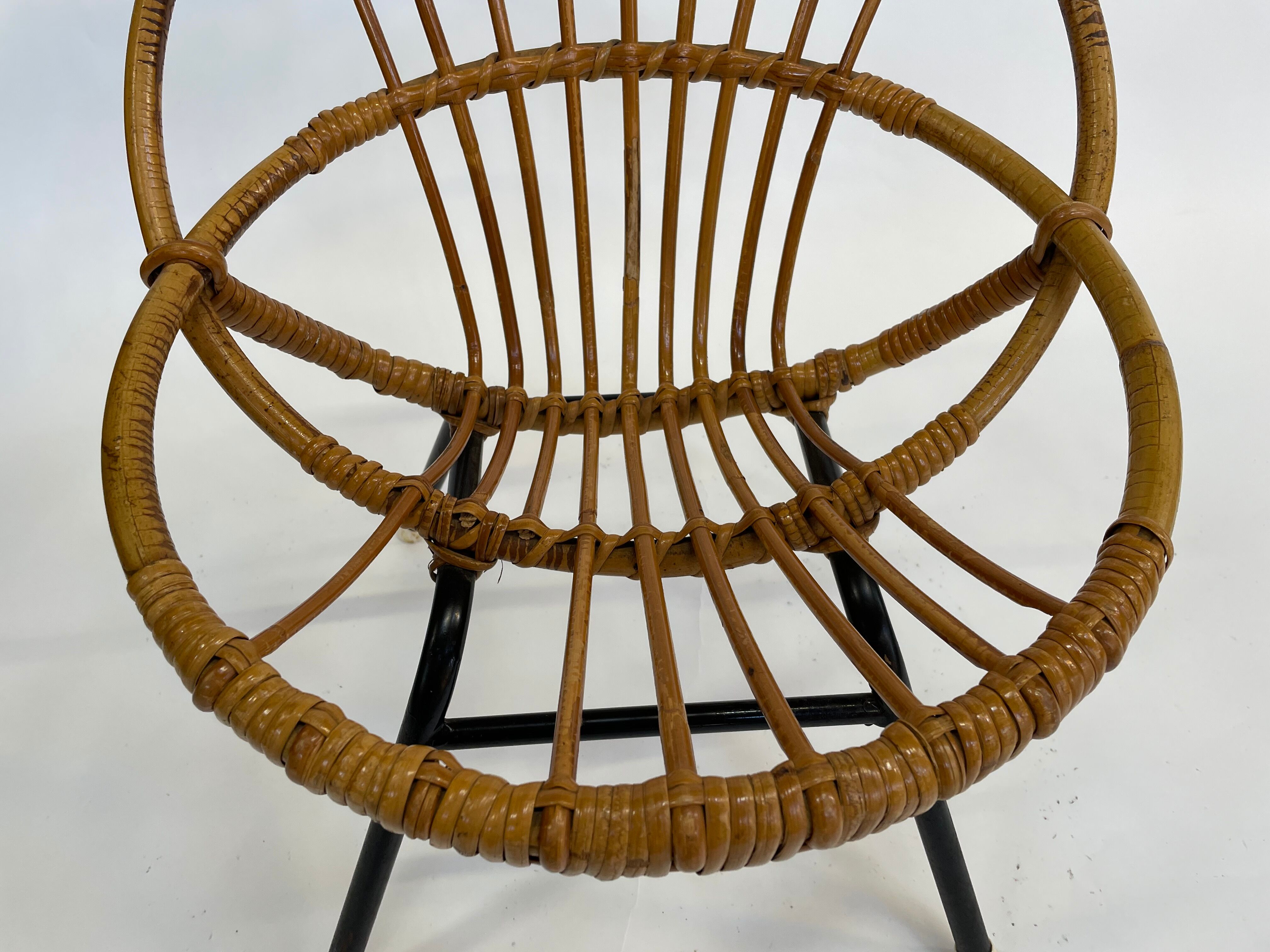 Vintage Rattan children's chair Rohe Noordwolde 1960s Design
