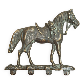 Porte-clés, porte-serviettes, ou porte- torchons mural en forme de cheval harnaché