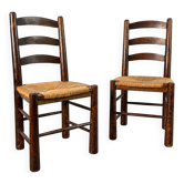 Pair of rush-seated chairs - Georges Robert, France circa 1950 Design