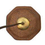 Rattan wicker webbing beehive pedant hanging lamp with brass, Dutch 1960s