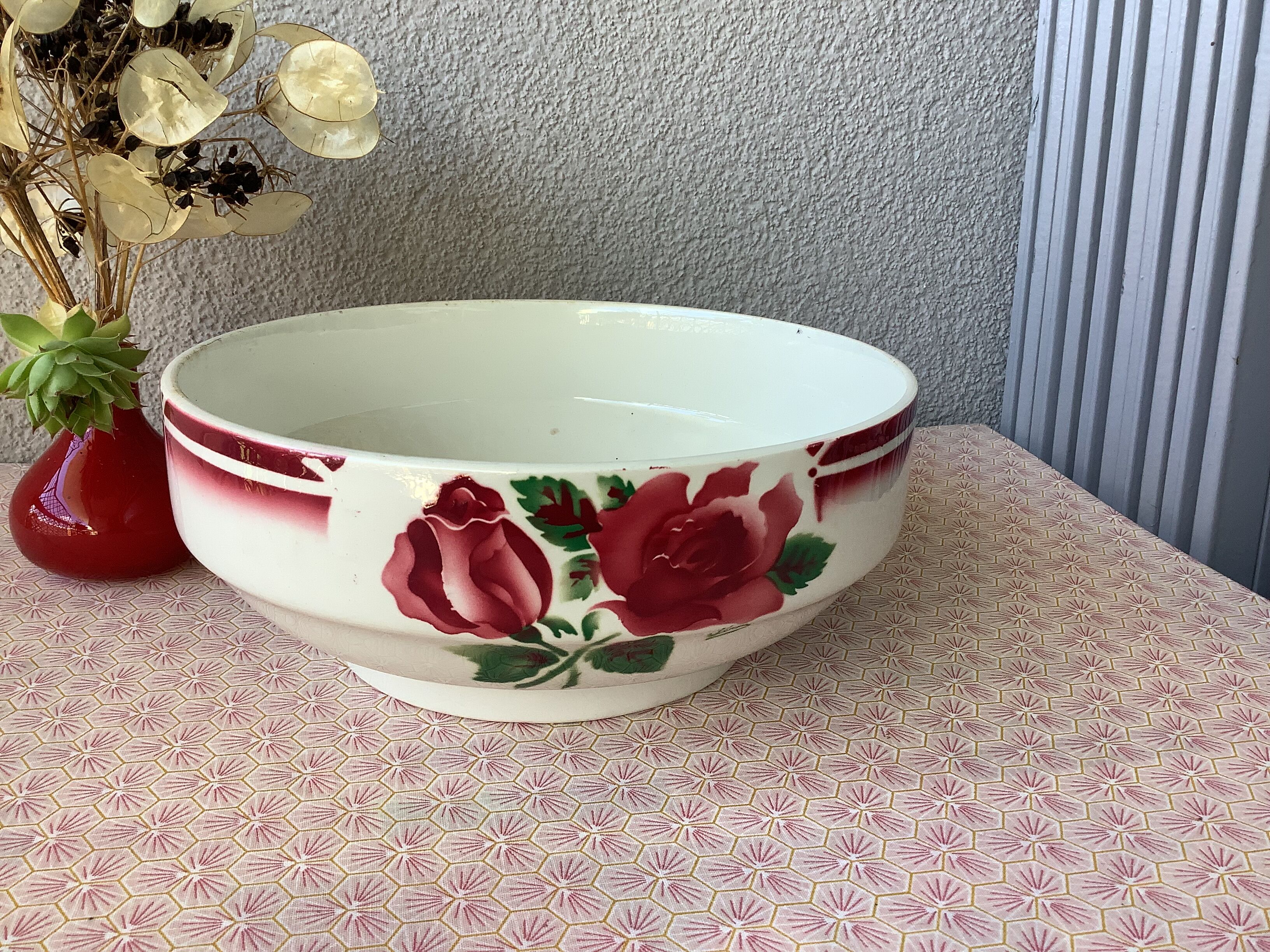 Salad bowl Digoin Cibon Ironstone floral decoration