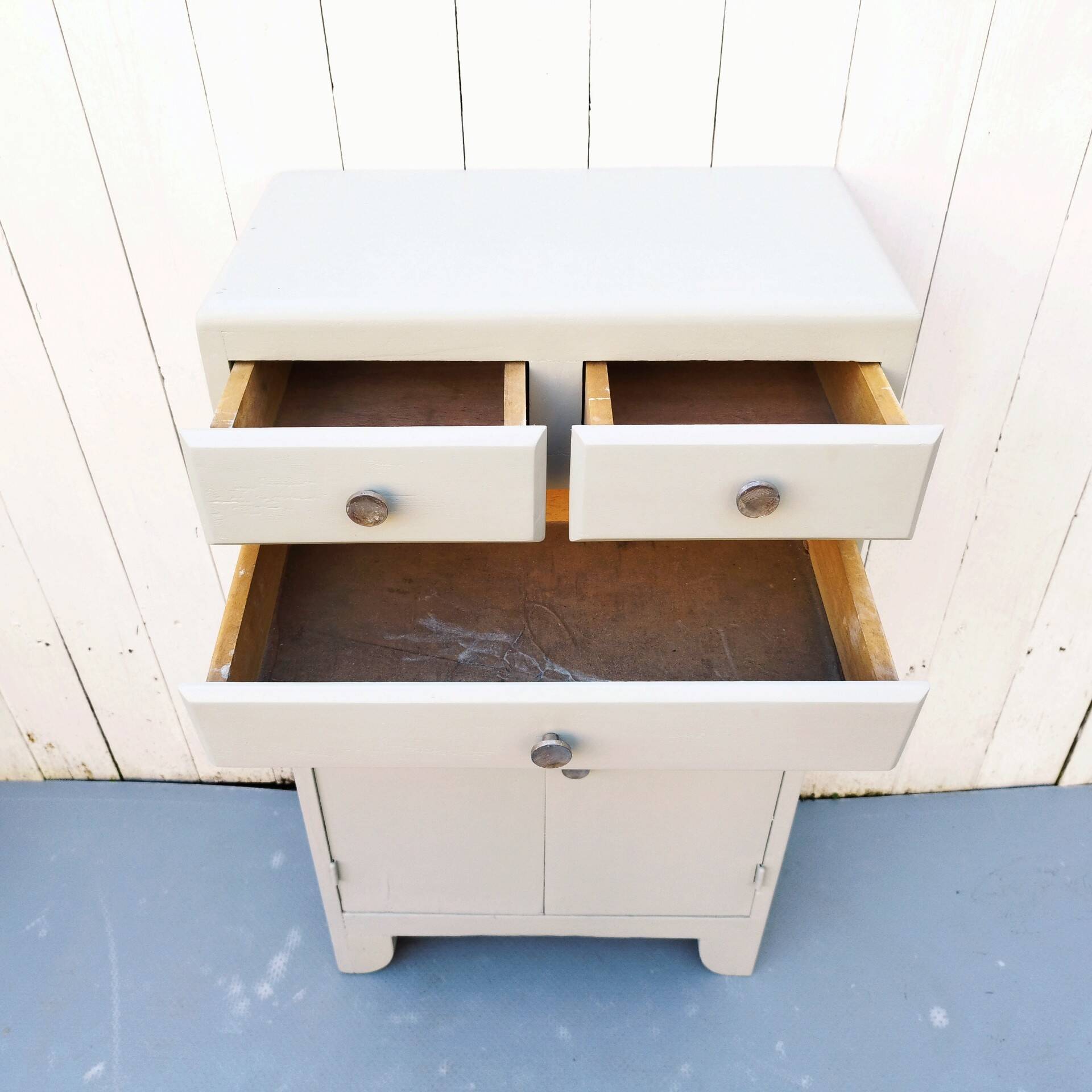 Vintage gray painted wood side furniture