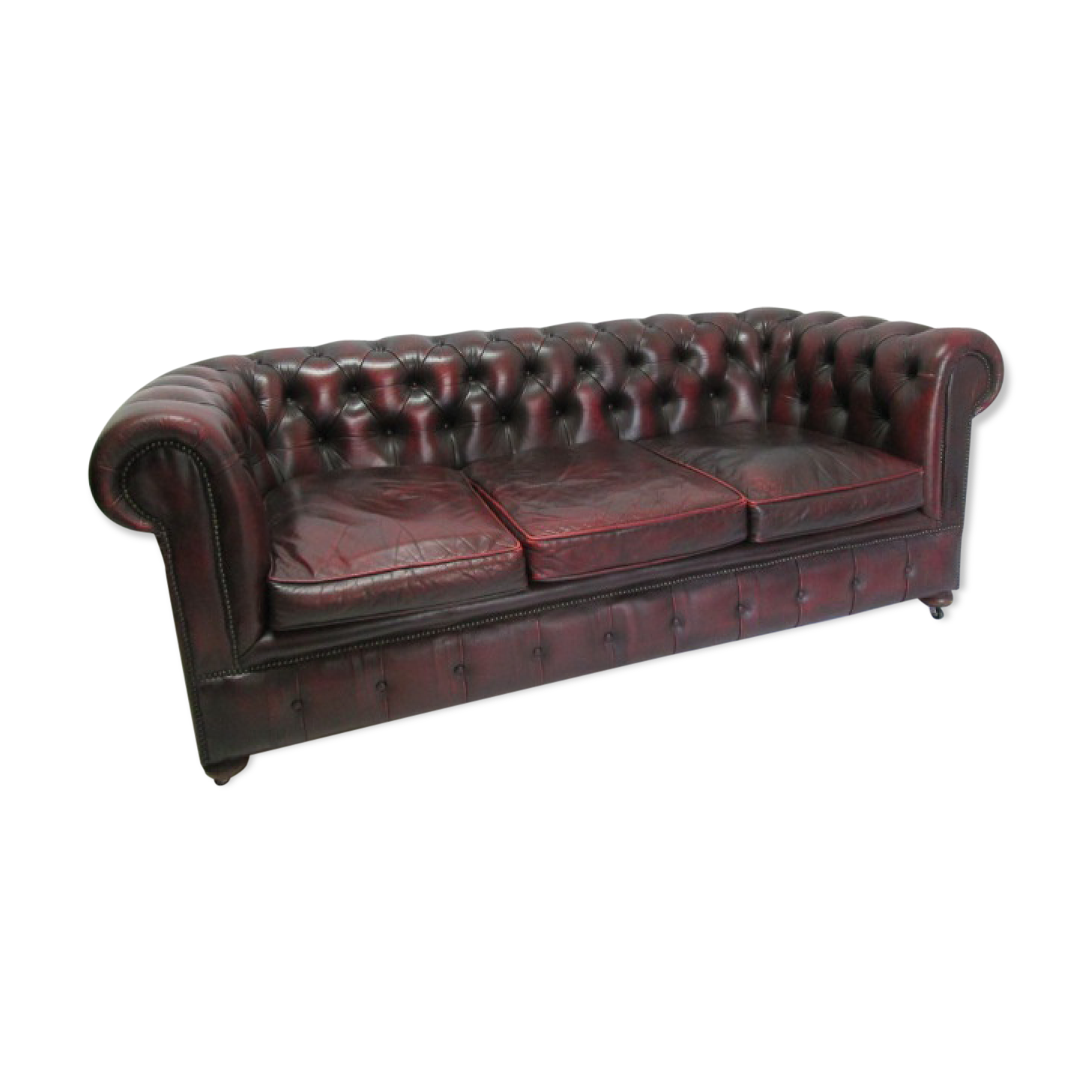 Sofa english chesterfield 3 places leather