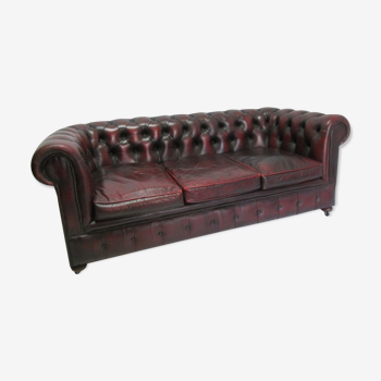 Sofa english chesterfield 3 places leather