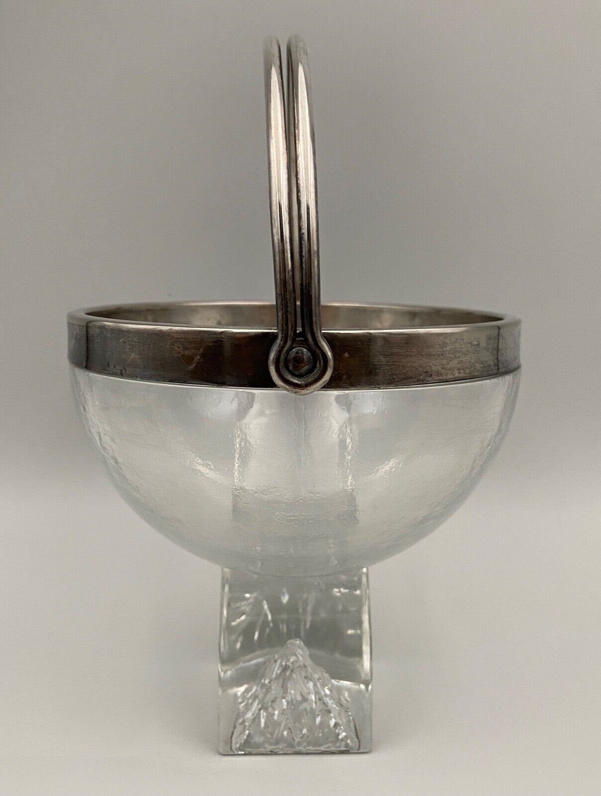 Ice bucket silver metal crystal block 1970