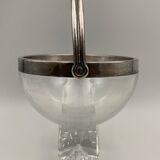 Ice bucket silver metal crystal block 1970