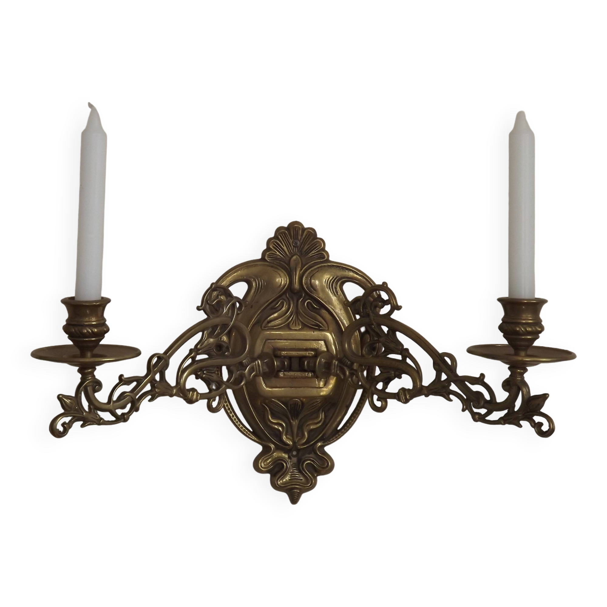 Double candle holder piano wall light in bronze 4874