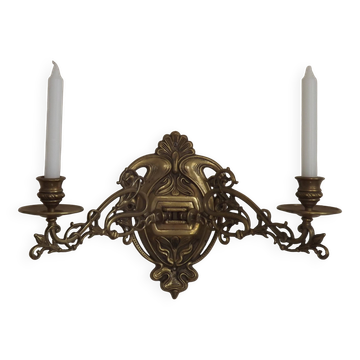 Double candle holder piano wall light in bronze 4874
