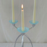 Chrome and blue seventies candlestick