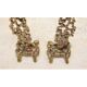 Pair of gilded bronze candlestick holders in brutalist style from around 1970.
