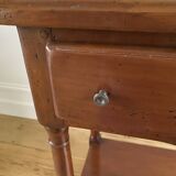 Nightstand, vintage side table with a drawer and a low shelf in solid wood