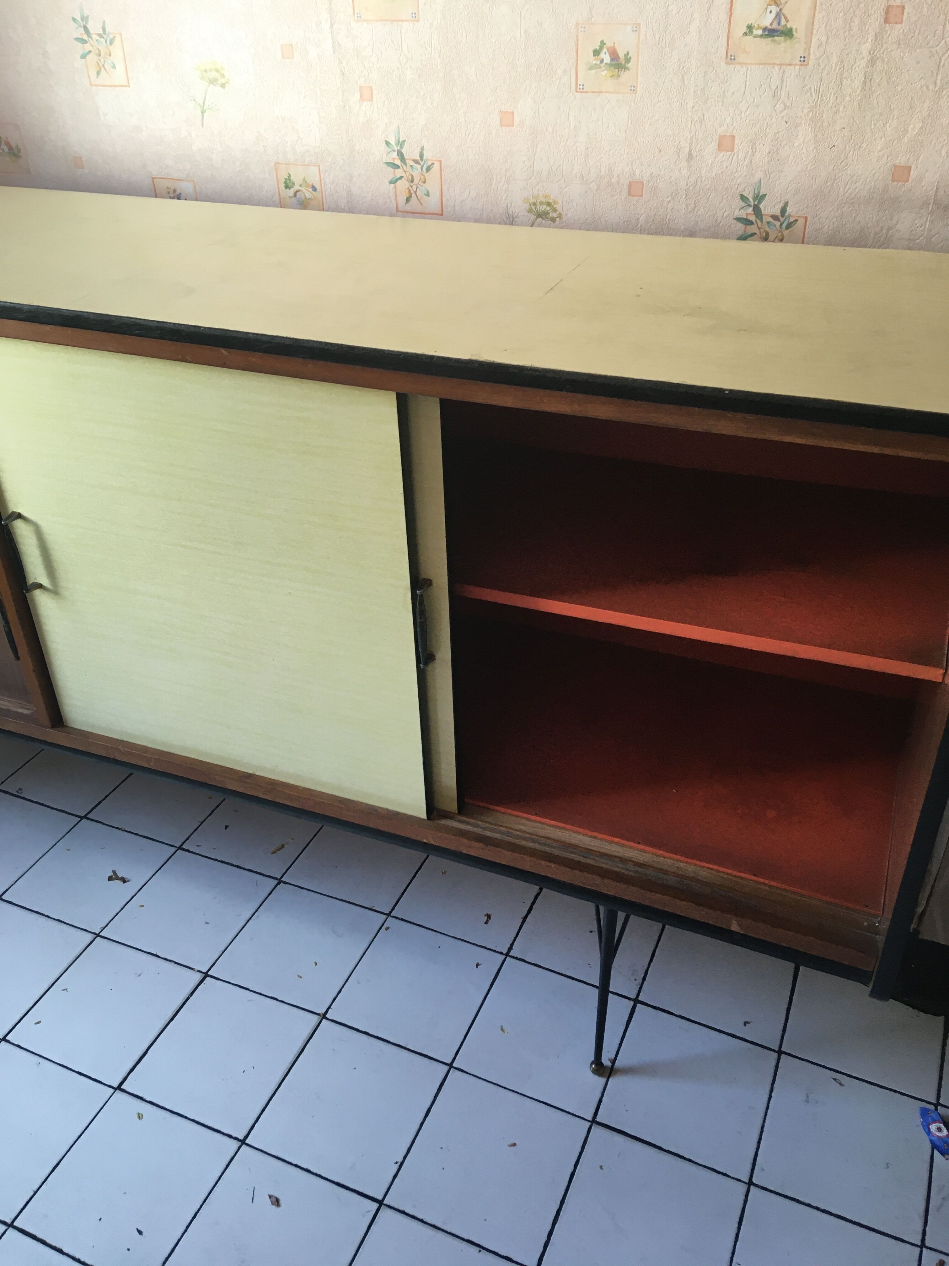 Yellow formica sideboard