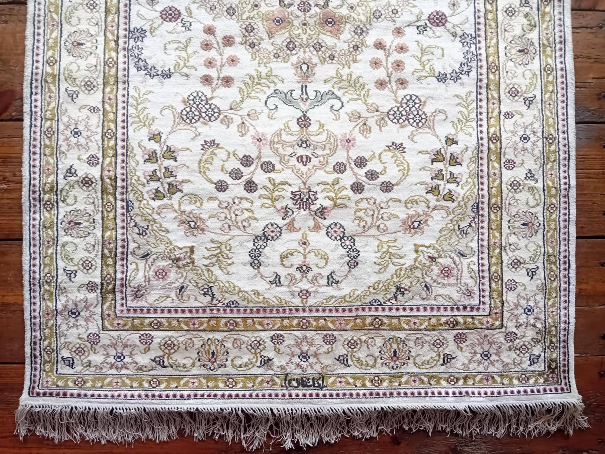 Handmade silk cashmere rug 151x92cm
