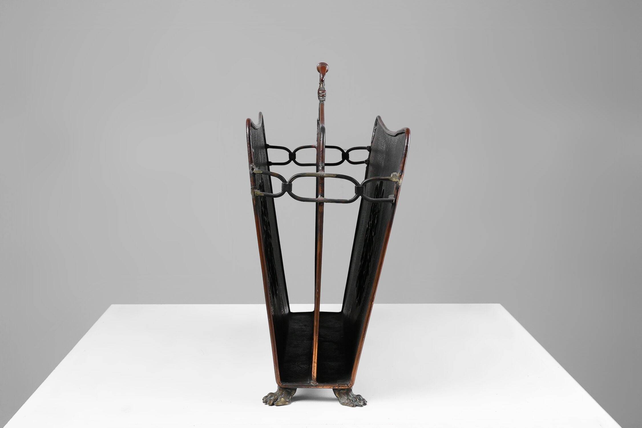 Mid-Century Magazine Rack in Hammered Copper, France, 1890s