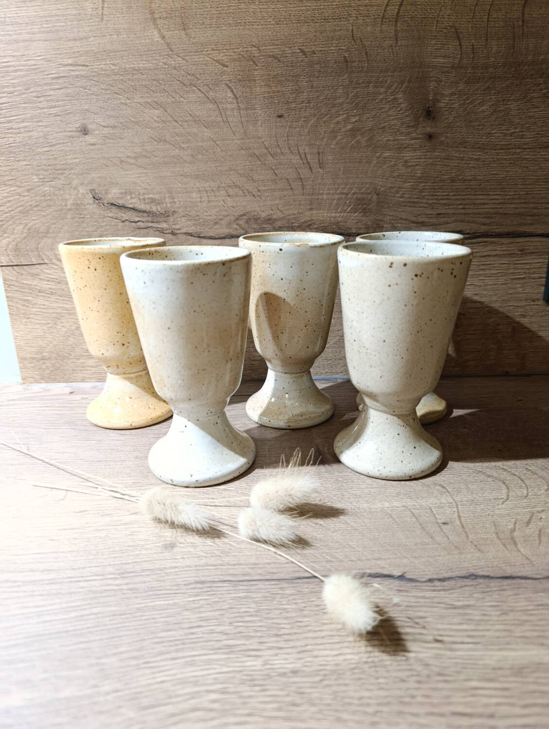 5 vintage 1960s/70s light pyrite stone coffee/tea mugs