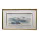 Watercolour by Christian Gaudin framed certificate Guérande fishing port marshes