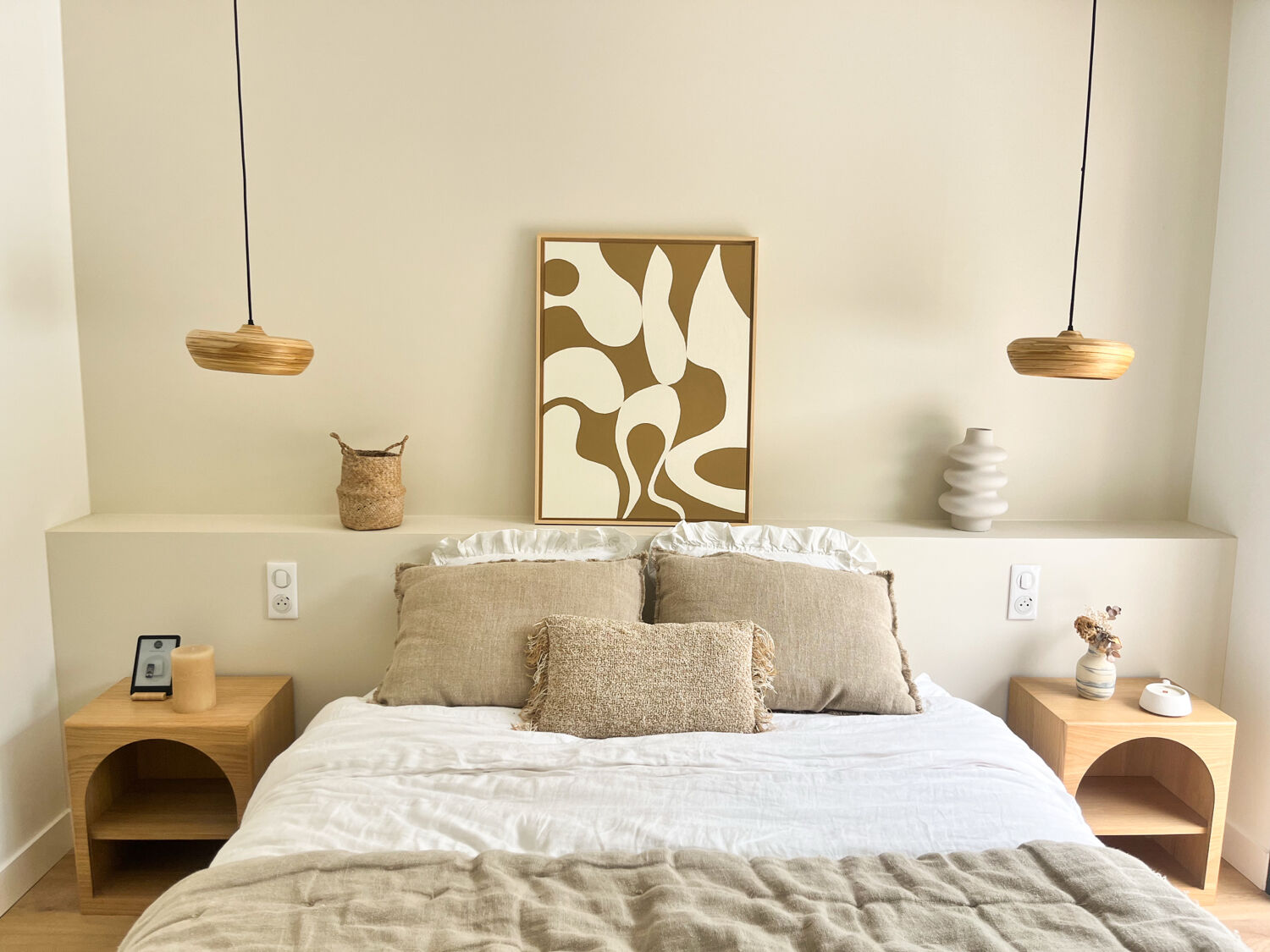 Tableau organique marron crème