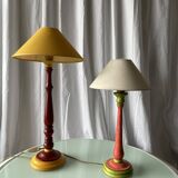 Vintage turned wooden rustic lamps