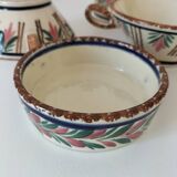 HB Quimper Teapot, Cups and Ramekin Set